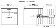 Výsuvný věšák na kalhoty 11 ramen, 350 x 462 x 155mm, chrom - 2005009001_1.jpg