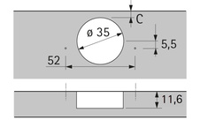 Závěs klipový Sensys 8657i 165° polonalož., TH 52 s integr.tlumením - 9099550_1.jpg