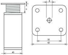 Nožka H 150 mm ALUMINIUM 40 x 40 povrch nerez/oliva - 7410475_1.jpg