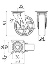 Kolečko nábytkové bez brzdy 75 mm transparentní 40 kg - 710579_1.jpg