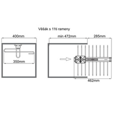 Výsuvný věšák na kalhoty 11 ramen, 350 x 462 x 155mm, chrom levý - 2005009001_02.jpg
