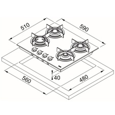 Plynová varná deska FHCR 604 4G HE BK C - 861102_02.jpg