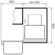 Slepý roh Komfort s tlumeným dovřením - L/P  drátěné koše, 670 x 460 x 600 mm, chrom - 1002991001_03.jpg