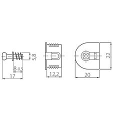 Excentrické kování 20 mm hnědý + kolík  6 x7 mm (bal. 50 ks) - 7510203_01.jpg