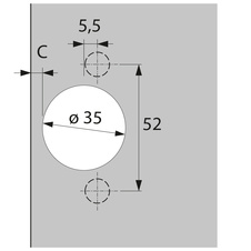 Závěs Sensys 165°, TH 52,  naložený s nulovým přesahem v desingu Intermat - 9099750_02.jpg