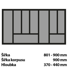 Příborníková vložka OrgaTray 440, Š 801-900mm/H 370-440mm antracit - 9194989_02.jpg