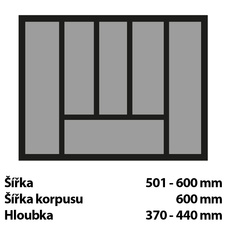 Příborníková vložka OrgaTray 440, Š 501-600mm/H 370-440mm antracit - 9194986_02.jpg