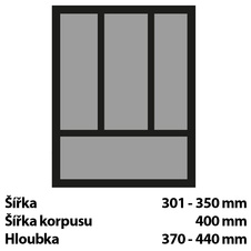 Příborníková vložka OrgaTray 440, Š 301-350mm/H 370-440mm antracit - 9194982_02.jpg