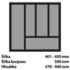 Příborníková vložka OrgaTray 440, Š 401-450mm/H 370-440mm stříbrná - 9194922_02.jpg