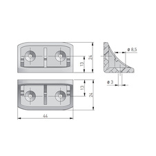Úhelník dvojitý 24 x 44 mm bílý - 990142_01.jpg