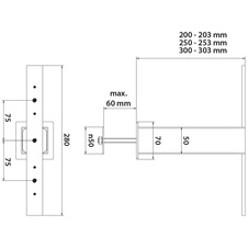 Podpěra barového pultu rovná hranatá 50x50 výška 200 mm nerez - 9502074_01.jpg