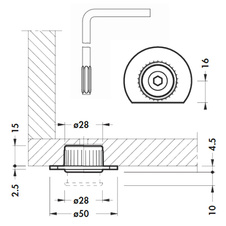 CAMAR nožka rektifikační závrtná 15 mm x 28 mm - IMBUS zátěž do 400 kg - 7104243_01.jpg