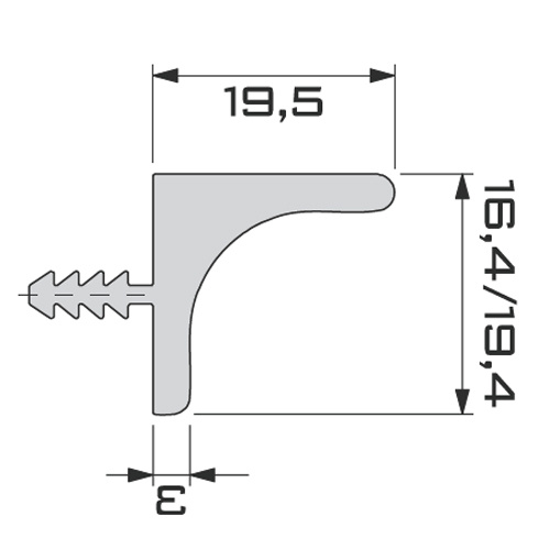 Al profil pro bezúchytové horní skříňky, hliník (pro 19mm) ( 5m ) - 901219.61.jpg