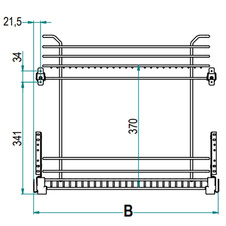 Drátěný dvojkoš INOXA výsuv Hettich s tlumením 264 x 508 x 484 chrom (spodní výsuv)  pro korpus 300 mm - 710423_03.jpg