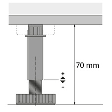 Seřiditelná soklová nožička KORREKT 70 mm - plast černý 450 kg - 44748_02.jpg