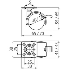 Kolečko plastové s brzdou a plotničkou 42 mm černé 16 kg - 7111043_01.jpg