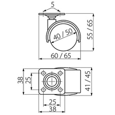 Kolečko plastové s plotničkou 42 mm černé, celková výška 50 mm 16 kg - 7104234_01.jpg