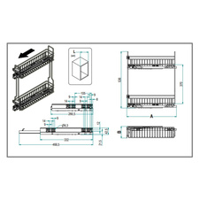 Drátěný dvojkoš INOXA výsuv Salice 90% s tlumením 156 x 472 x 536 chrom - levý (výsuv boční vlevo) korpus 200 mm - 710824_01.jpg