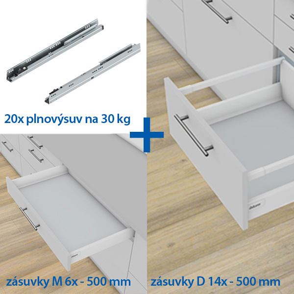 Akce set 20 ks zásuvek Antaro blumotion šedá M 6x  D 14 x  30kg 500mm - 28220.jpg