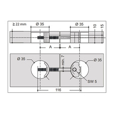 Spojovací šroub pracovní desky ZIPBOLT UT 35x116 mm - 7104214_01.jpg