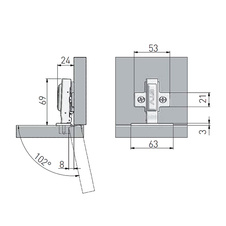Závěs GTV hydraulický 110° naložený - klipový s podložkou a eurošroubem - 7105040_02.jpg