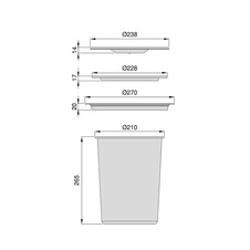 Odpadkový koš do pracovní desky s nerezovým víkem, 7l, prům. 270 mm, plast plas - 1007191602_01.jpeg