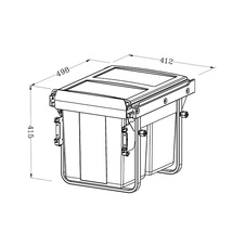 Výsuvný odpadkový 2-koš Komfort 2x20 l + set pro úchycení dvířek, antracit, K45 - 1007011602_01.jpeg