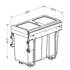 Výsuvný odpadkový 2-koš 1x20 l + 1x10 l + set pro úchycení dvířek, antracit, K30 - 1007002602_01.jpeg