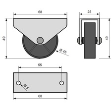 Kolečko gumové Laura 68 x 49 x 22 mm 80 kg šedá - 00203_01.jpg