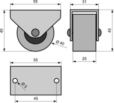 Kolečko gumové 55 x 45 x 31 mm 90 kg - 00205_02.jpg