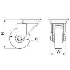 Kolečko nábytkové GREYROLL, výška 72 mm, průměr 50 mm, s brzdou, guma + kov, šedé - 7261443_01.jpg