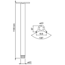 Noha stolová 60 x 1100 mm s regulací - černá - 7104182_02.jpg