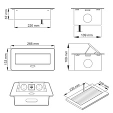 Zásuvka výklopná, 2x zásuvka bílá,1x USB A, 1x USB C - 950826_01.jpg