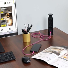 Zásuvková věž výsuvná, 3 zásuvky 1x USB A 1x USB C černá - 950827_01.jpg