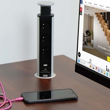 Zásuvková věž výsuvná, 3 zásuvky 1x USB A 1x USB C  stříbrná - 950828_02.jpg