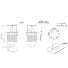 Zásuvka zapuštěná výsuvná černá MULTI BOX s indukční nabíječkou 1x USB A, 1x USB C - 950829_01.jpg