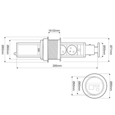 Zásuvková věž výsuvná, 3 zásuvky černá - 950837_01.jpg