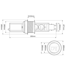 Zásuvková věž výsuvná, 3 zásuvky stříbrná - 950838_01.jpg