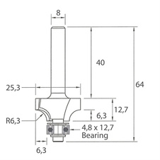 IGM M138 Zaoblovací fréza vydutá - R6,3 D25,3x12,7 L64 S=8 HW - 08616_2.jpg