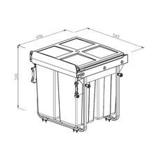 Výsuvný odpadkový 3-koš Komfort + set pro úchycení dvířek, antracit, K60 - 1007014602_003.jpg