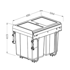 Výsuvný odpadkový 3-koš 2x10 l + 1x20 l + set pro úchycení dvířek, antracit, K40 - 1007004602_003.jpg