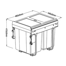 Výsuvný odpadkový 2-koš 2x20 l + set pro úchycení dvířek, antracit, K40 - 1007003602_003.jpg
