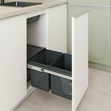 Výsuvný odpadkový 2-koš 2x15 l + set pro úchycení dvířek, antracit, K40 - 1007001602_001.jpg