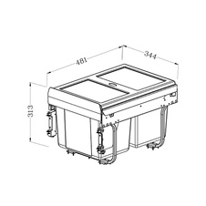Výsuvný odpadkový 2-koš 2x15 l + set pro úchycení dvířek, antracit, K40 - 1007001602_003.jpg