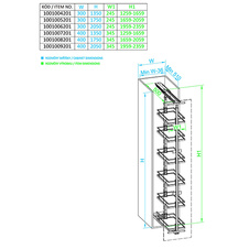 Potravinová skříň WIRELI Elegance 5 košů 300mm, 245x500x1659-1955mm, bílá, chrom - 1001005201_002.jpg