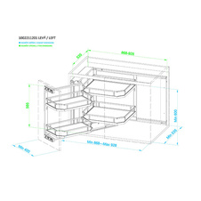 Slepý roh WIRELI Elegance s tl. dovřením - Levý, 864-900x535x580mm, bílá, chrom - 1002211201_002.jpg