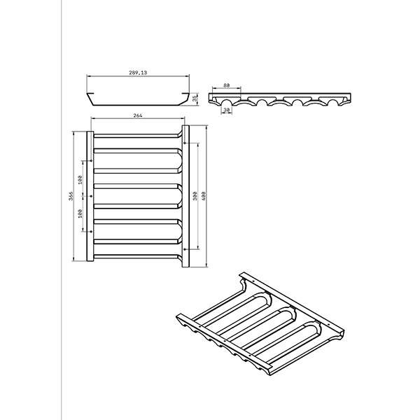 Zásobník sklenic na víno CUBE - čtyřřadý, 440x336x65 mm, černý mat. - 1008013401_001.jpg