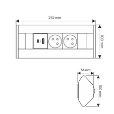 Zásuvka rohová CORNER černá 1xUSB-A, 1xUSB-C, 2x230V 16A - 950839_01.jpg